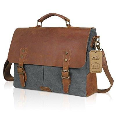 Shoulder Bag Gift Boxes Lattice Canvas Postman Bag Retro Satchel Unisex 15.6 Inch Laptop Business Briefcase Handbag 